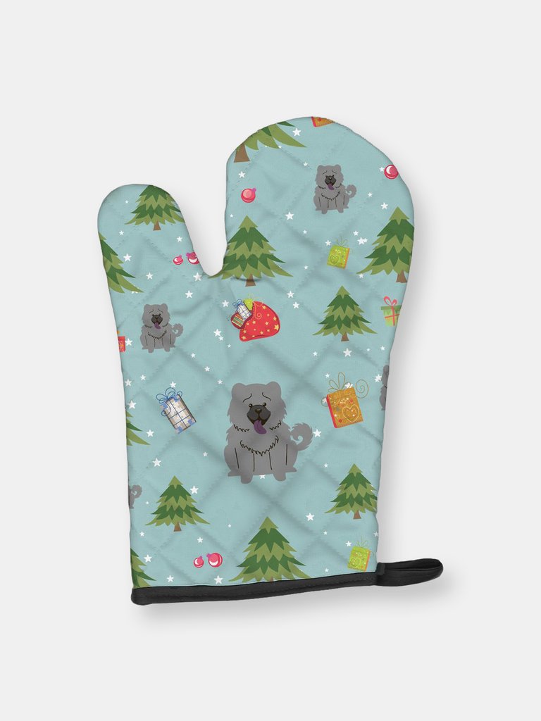 Christmas Oven Mitt With Dog Breed - Chow Chow - Blue