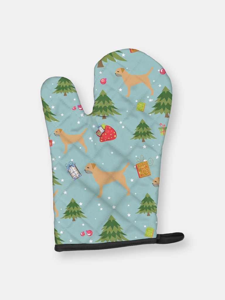 Christmas Oven Mitt With Dog Breed - Border Terrier