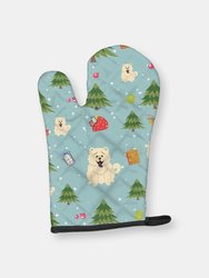 Christmas Oven Mitt With Dog Breed - Chow Chow - White