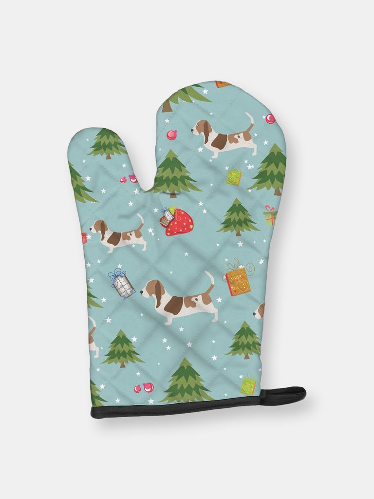 Christmas Oven Mitt With Dog Breed - Standing Basset Hound