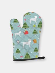 Christmas Oven Mitt With Dog Breed - Staffordshire Bull Terrier - White