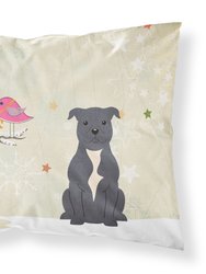 Christmas Presents between Friends Bull Terrier - Blue Fabric Standard Pillowcase