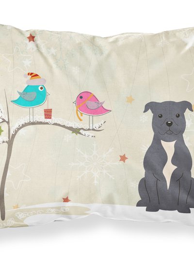 Caroline's Treasures Christmas Presents between Friends Bull Terrier - Blue Fabric Standard Pillowcase product