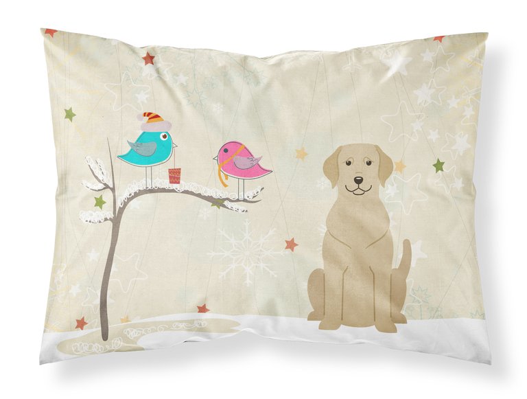 Christmas Presents between Friends Labrador Retriever - Yellow Fabric Standard Pillowcase