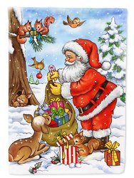 Christmas Santa Claus handing out presents Garden Flag 2-Sided 2-Ply