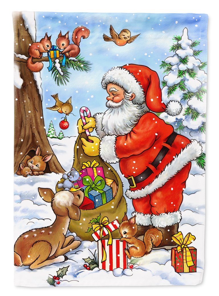 Christmas Santa Claus handing out presents Garden Flag 2-Sided 2-Ply