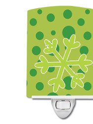Christmas Snowflake Green Ceramic Night Light