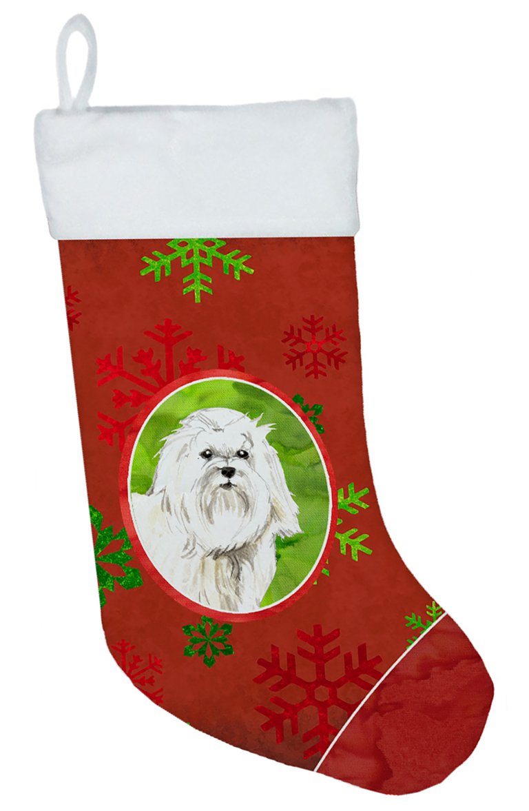 Christmas Snowflakes Maltese Christmas Stocking