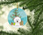 Christmas Tree and Bichon Frise Ceramic Ornament