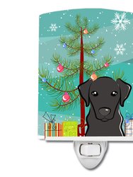 Christmas Tree and Black Labrador Ceramic Night Light
