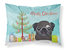 Christmas Tree and Black Pug Fabric Standard Pillowcase