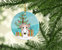 Christmas Tree and Borzoi Ceramic Ornament