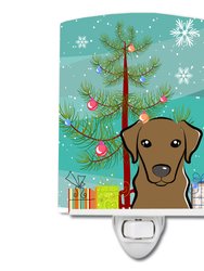 Christmas Tree and Chocolate Labrador Ceramic Night Light