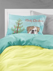 Christmas Tree and English Bulldog  Fabric Standard Pillowcase