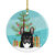 Christmas Tree and French Bulldog Ceramic Ornament