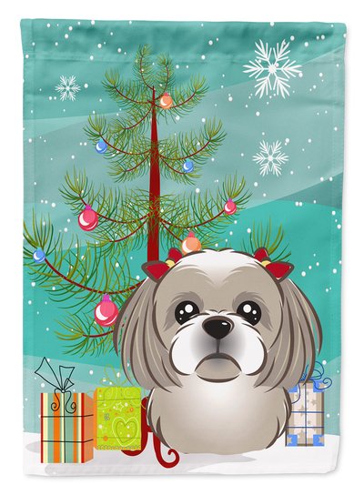 Caroline's Treasures Christmas Tree and Gray Silver Shih Tzu Garden Flag 2-Sided 2-Ply product