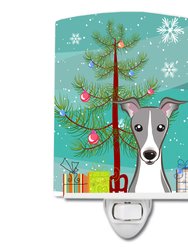 Christmas Tree and Italian Greyhound Ceramic Night Light