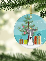 Christmas Tree and Italian Greyhound Ceramic Ornament