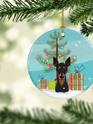 Christmas Tree and Min Pin Ceramic Ornament