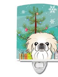 Christmas Tree and Pekingese Ceramic Night Light