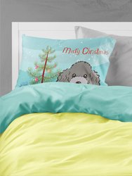 Christmas Tree and Silver Gray Poodle Fabric Standard Pillowcase