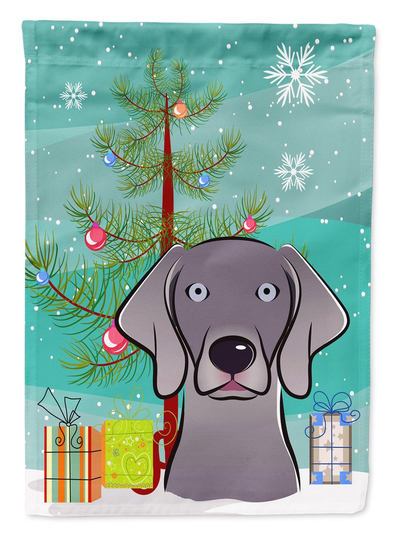 Christmas Tree and Weimaraner Garden Flag 2-Sided 2-Ply