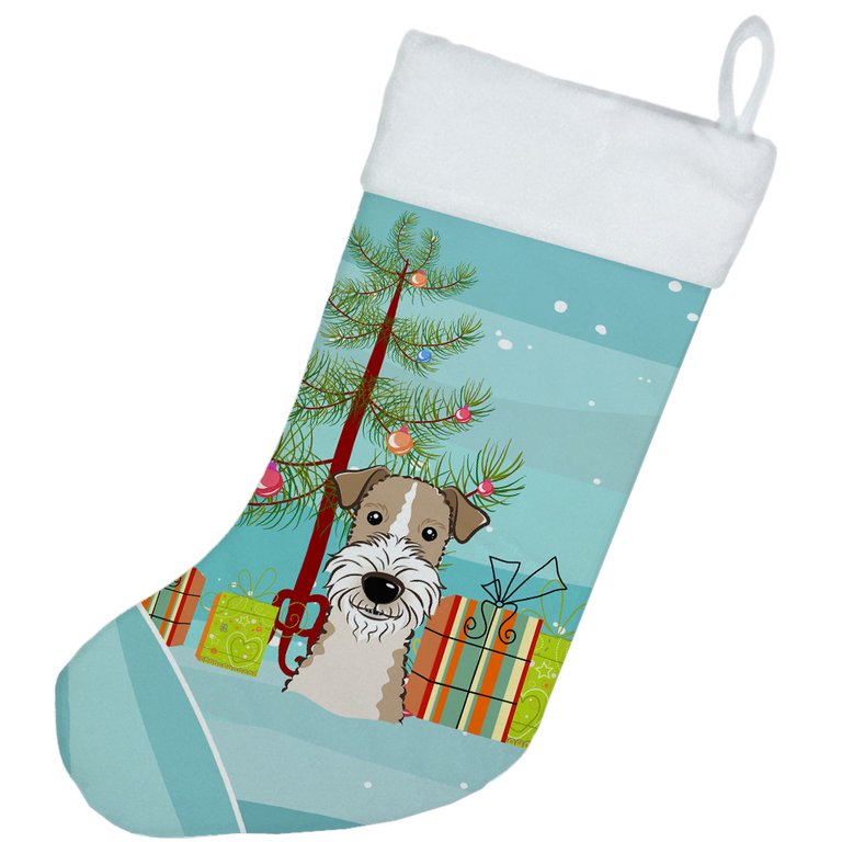 Christmas Tree and Wire Haired Fox Terrier Christmas Stocking