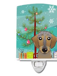 Christmas Tree and Wirehaired Dachshund Ceramic Night Light