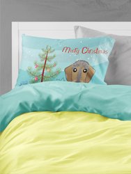 Christmas Tree and Wirehaired Dachshund Fabric Standard Pillowcase