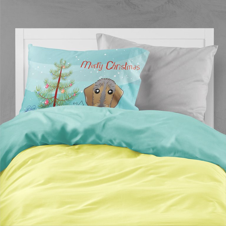 Christmas Tree and Wirehaired Dachshund Fabric Standard Pillowcase