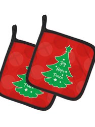 Christmas Tree Red Green Pair of Pot Holders