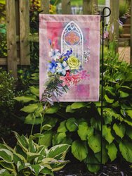 Church Window And Flowers Garden Flag 2-Sided 2-Ply