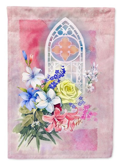 Caroline's Treasures Church Window And Flowers Garden Flag 2-Sided 2-Ply product
