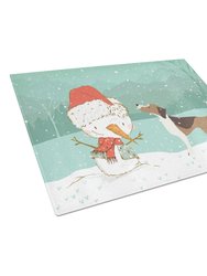 CK2052LCB Beagle Snowman Christmas Glass Cutting Board- Large