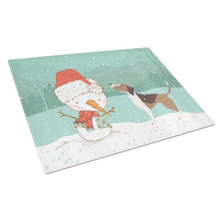 CK2052LCB Beagle Snowman Christmas Glass Cutting Board- Large