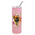 CK4121TBL20 20 oz Borboel Mastiff Pink Flowers Double Walled Stainless Steel Skinny Tumbler