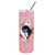 CK4164TBL20 20 oz Newfoundland Puppy Pink Flowers Double Walled Stainless Steel Skinny Tumbler - Pink