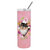 CK4225TBL20 20 Oz Longhaired Chihuahua Pink Flowers Double Walled Stainless Steel Skinny Tumbler