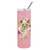 CK4250TBL20 20 oz Cairn Terrier Pink Flowers Double Walled Stainless Steel Skinny Tumbler