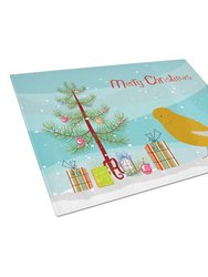 CK4483LCB Norwich Canary Merry Christmas Glass Cutting Board - Large