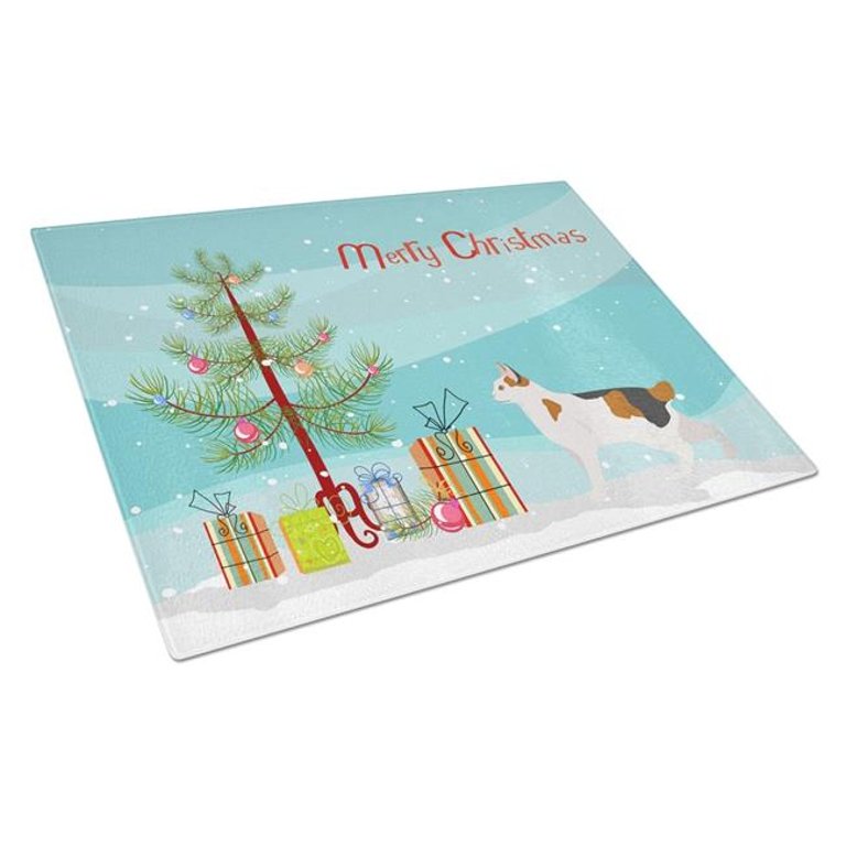 CK4639LCB Korean Bobtail Cat Merry Christmas Glass Cutting Board - Large