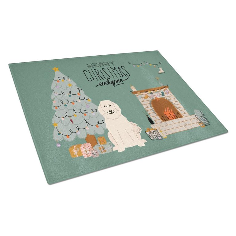 CK7646LCB Great Pyrenese Christmas Everyone Glass Cutting Board - Large