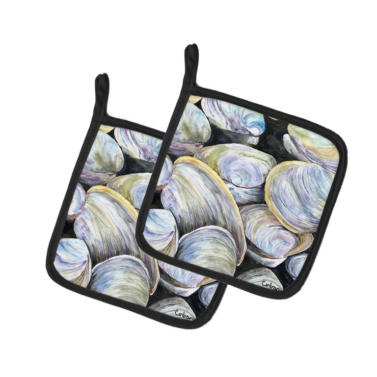 Clam Quahog Shells Pair of Pot Holders