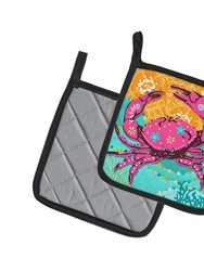 Coastal Pink Crab Pair of Pot Holders