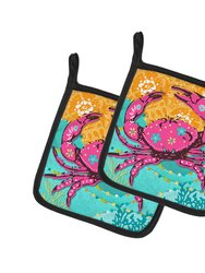 Coastal Pink Crab Pair of Pot Holders