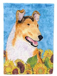 Collie Smooth In Summer Flowers Garden Flag 2-Sided 2-Ply