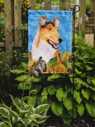 Collie Smooth In Summer Flowers Garden Flag 2-Sided 2-Ply