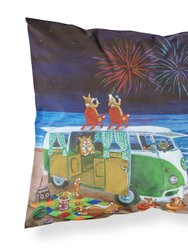 Corgi Beach Party Volkswagon Bus Fireworks Fabric Standard Pillowcase