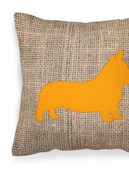 Corgi Burlap and Orange BB1069 Fabric Decorative Pillow