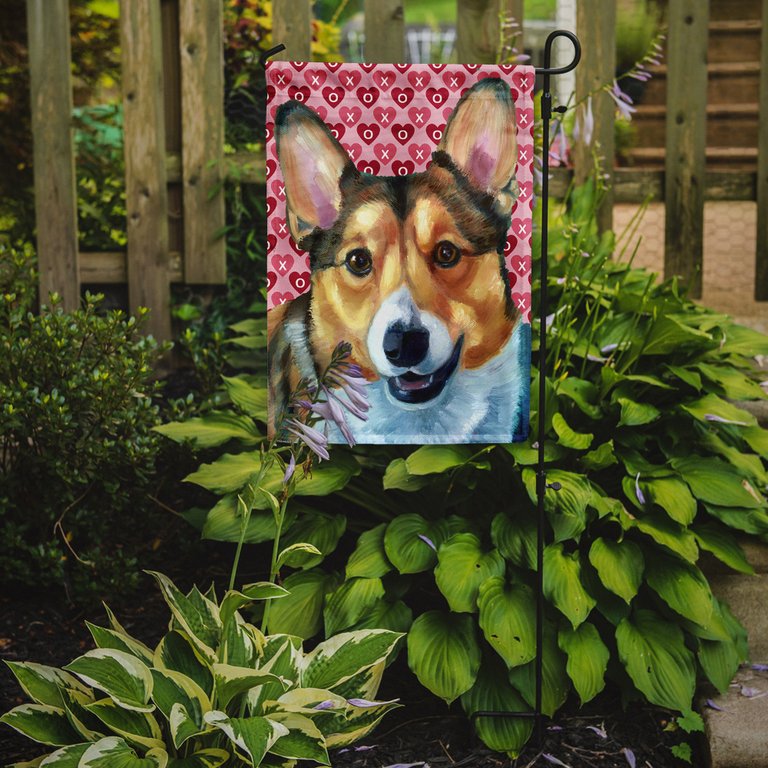 Corgi Hearts Love And Valentine's Day Garden Flag 2-Sided 2-Ply